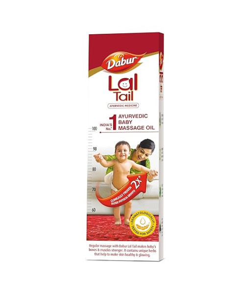 Dabur Lal Tail - Ayurvedic Baby Oil , Clinically Tested 2x Faster Physical Growth - 200 ml